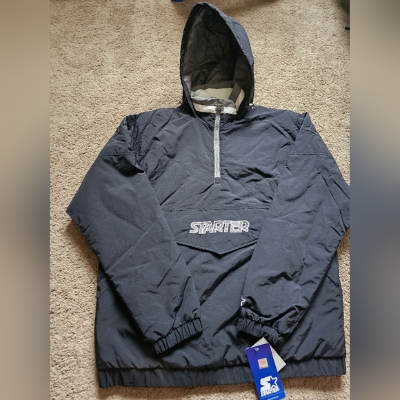 NEW STARTER CLASSIC LOGO 1/2 ZIPP WITH HOOD WINTER JACKET MENS - Picture 1 of 6